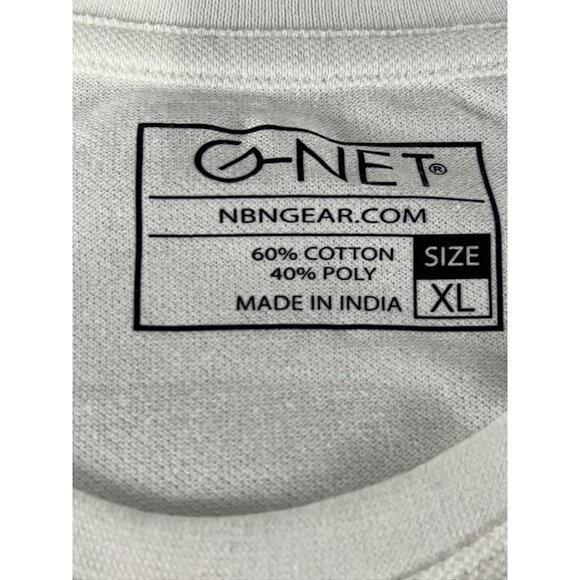 G-Net Mens XL White T-Shirt With Striped Sleeves Button Pocket Oversized Casual - Picture 2 of 9